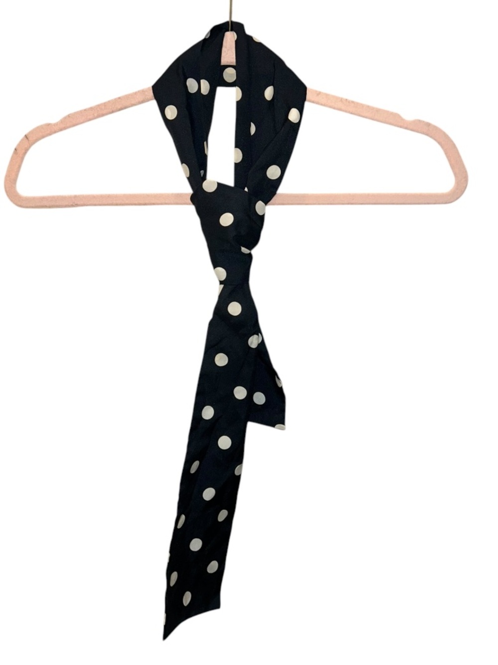 Vintage 90s blue white polka dot silk pussy bow tie 3x49